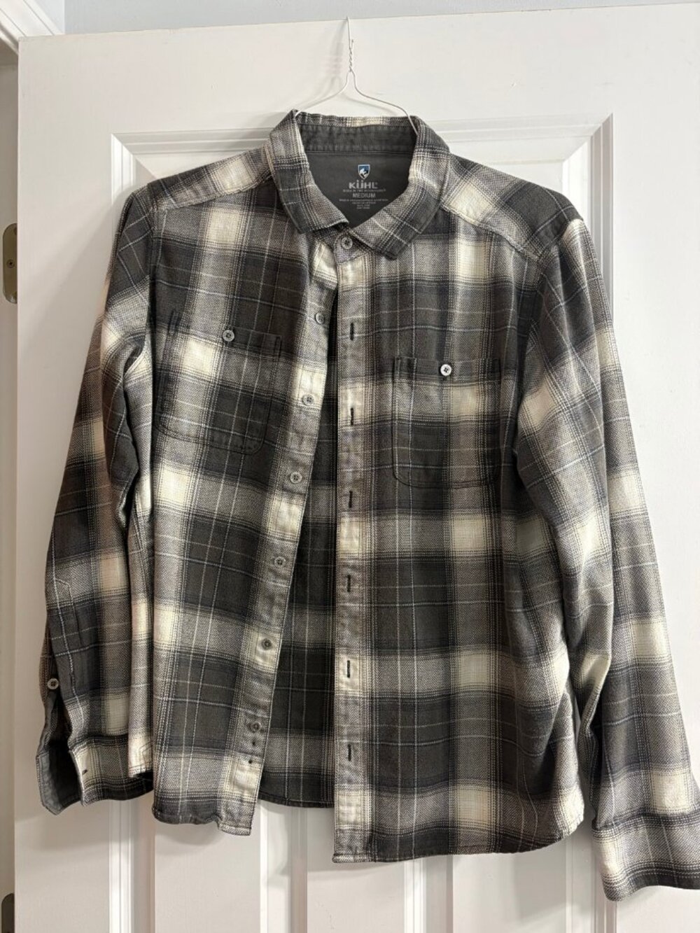 Kuhl Men's Plaid Flannel Shirt – Medium – Brown Tan